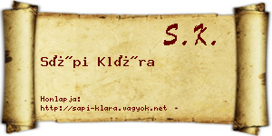Sápi Klára névjegykártya